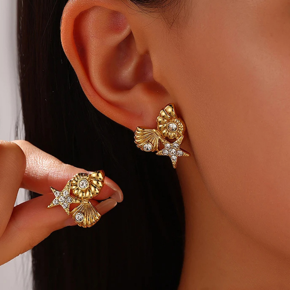 Boucles d'Oreilles Triple Coquillage Design