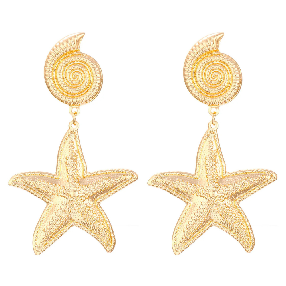 Boucles d'Oreilles Pendante Coquillage Étoile de Mer
