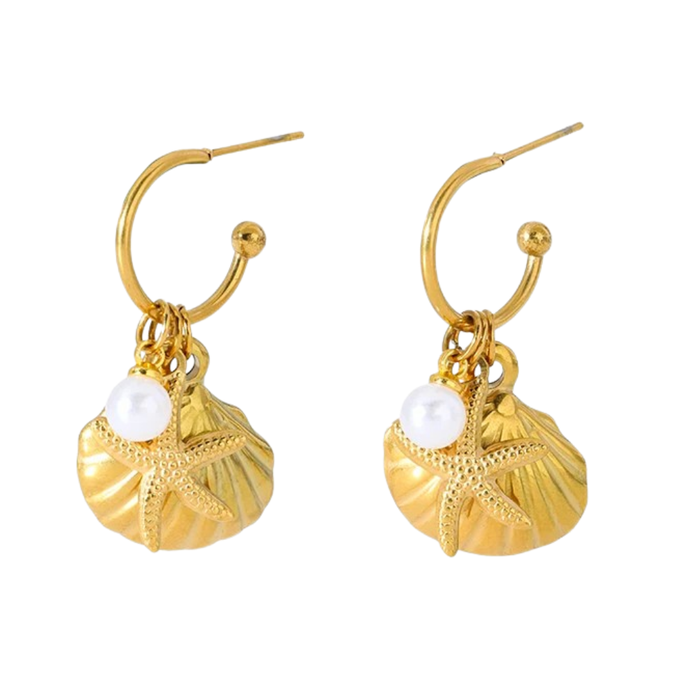 Boucles d'Oreilles Créoles Pendentif Coquillage