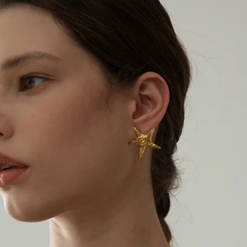 Boucles d'Oreilles Étoile de Mer Spirale