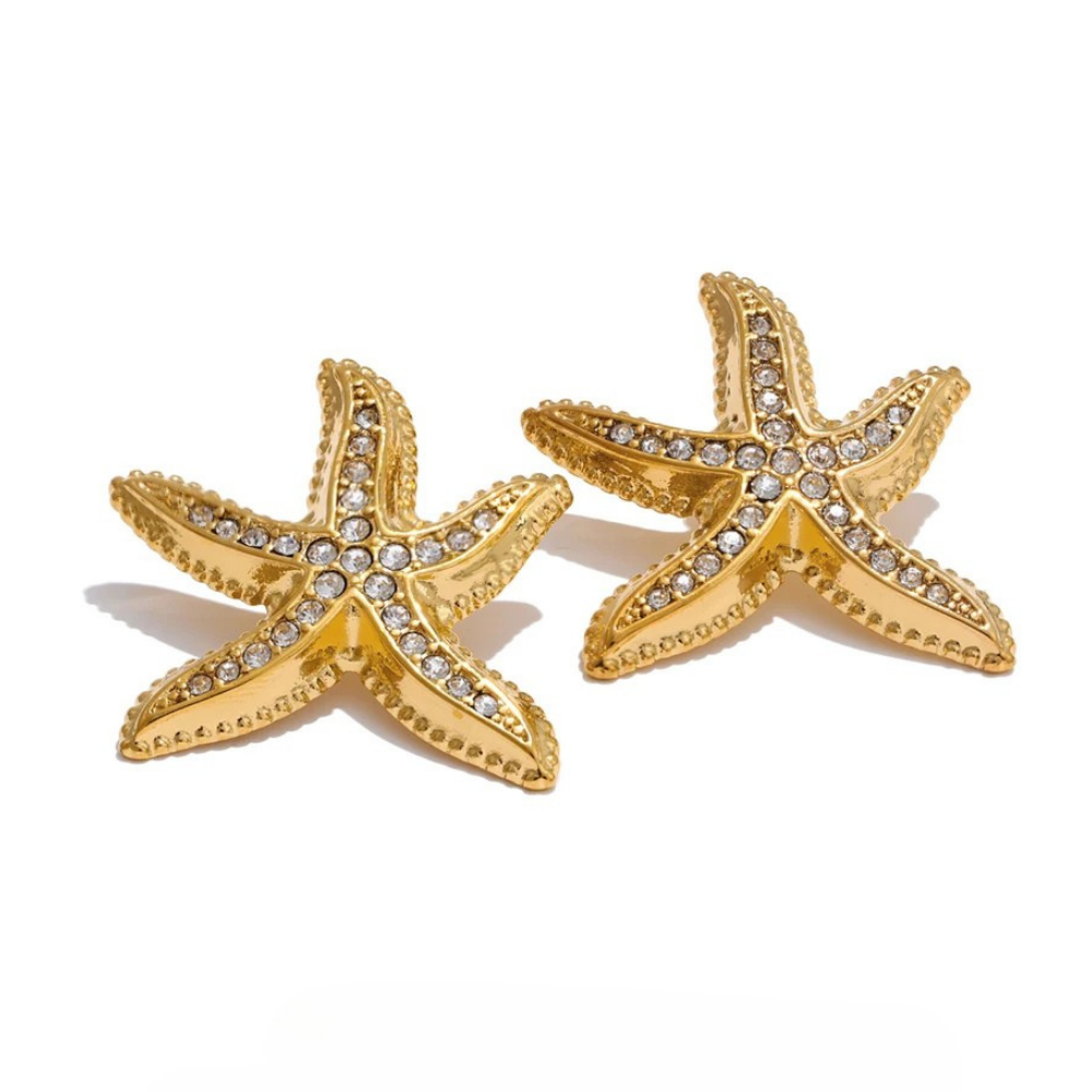 Boucles d'Oreilles Étoile de Mer Zircon