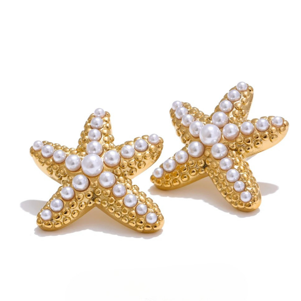 Boucles d'Oreilles Étoile de Mer Perle