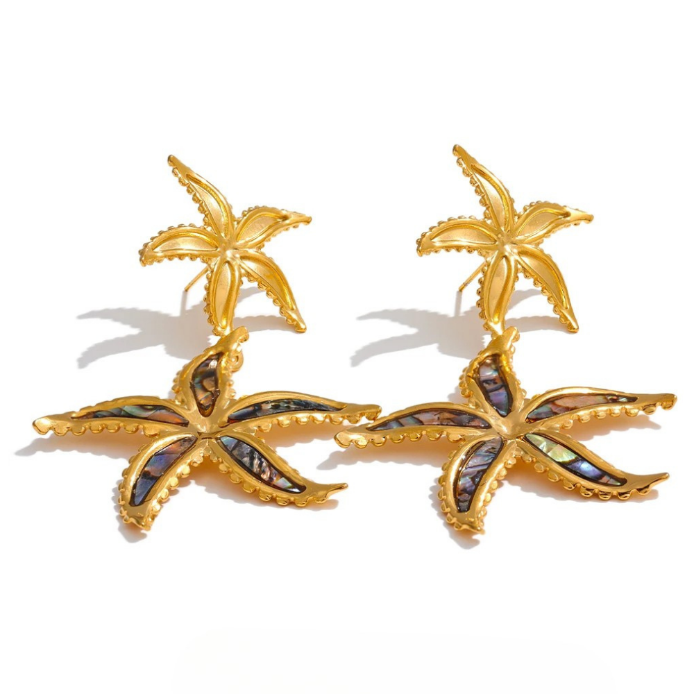 Boucles d'Oreilles Double Étoile de Mer