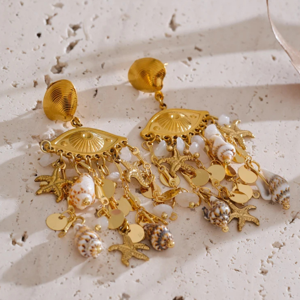 Boucles d'Oreilles Étoile de Mer Coquillage