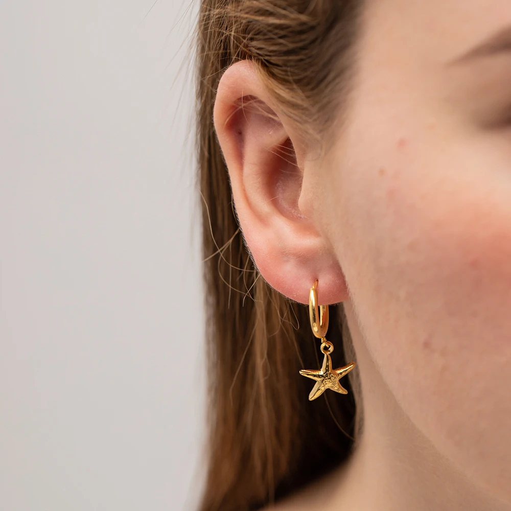 Boucles d'Oreilles Créoles Étoile de Mer