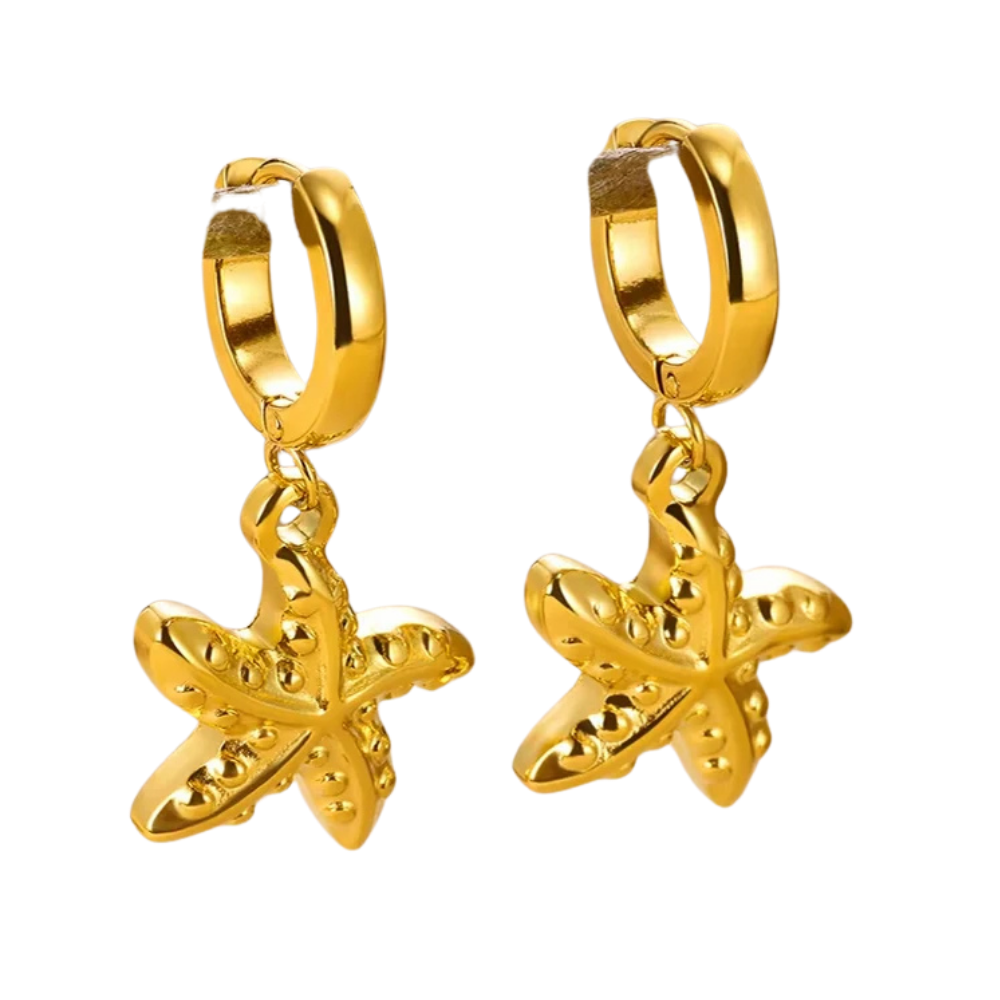 Boucles d'Oreilles Créoles Pendentif Étoile de Mer