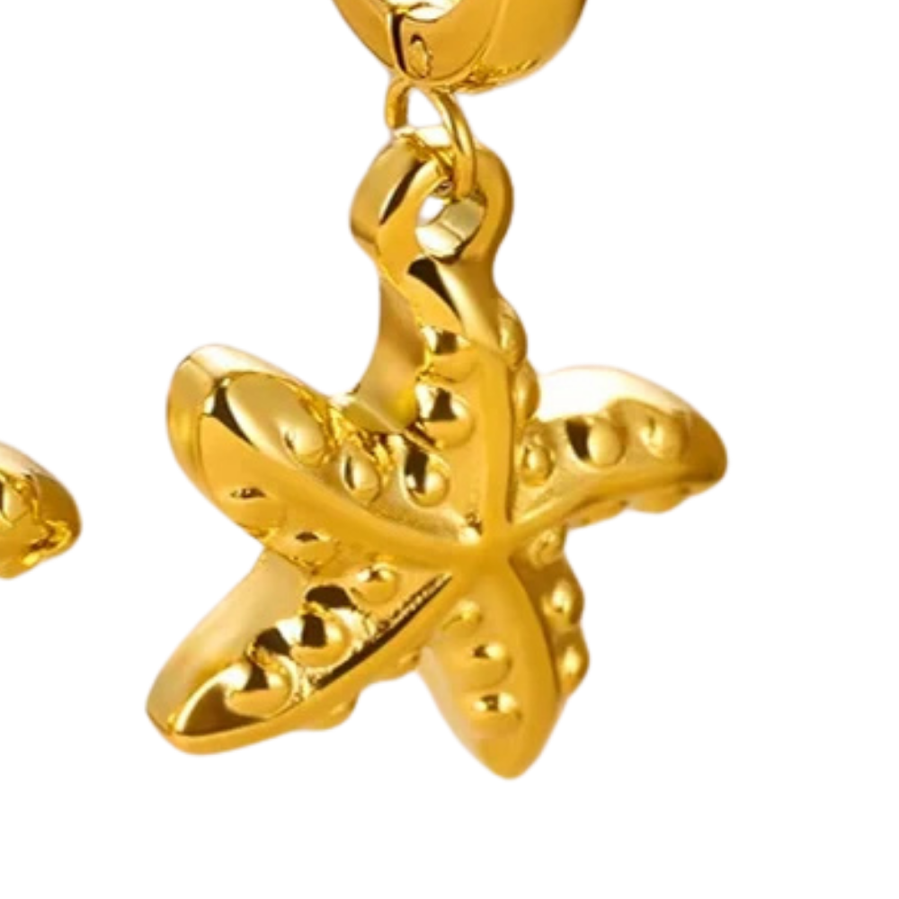 Boucles d'Oreilles Créoles Pendentif Étoile de Mer