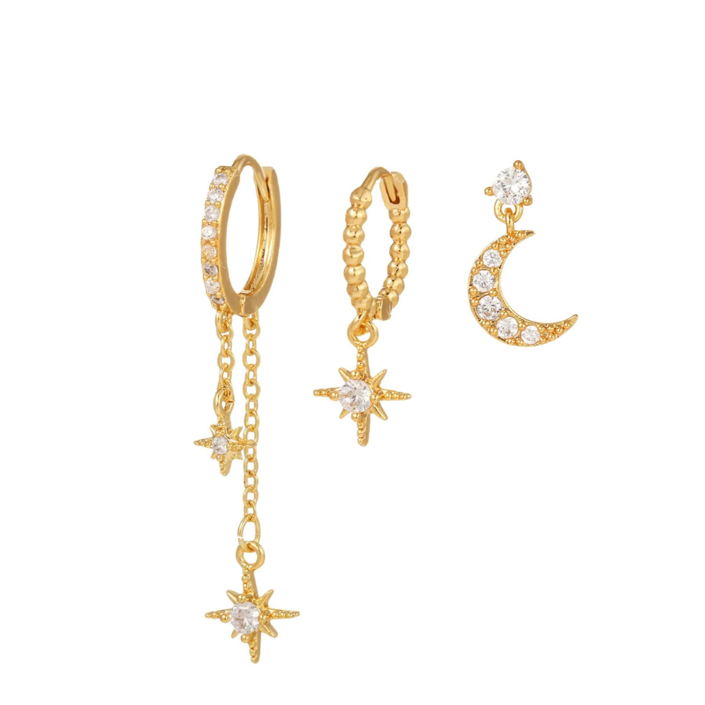 Trio Boucles d'Oreilles Étoile