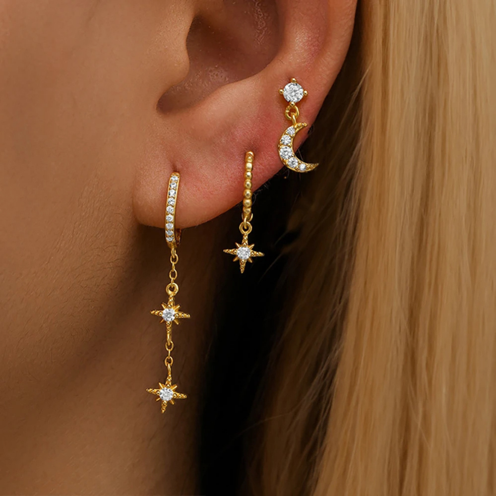 Trio Boucles d'Oreilles Étoile