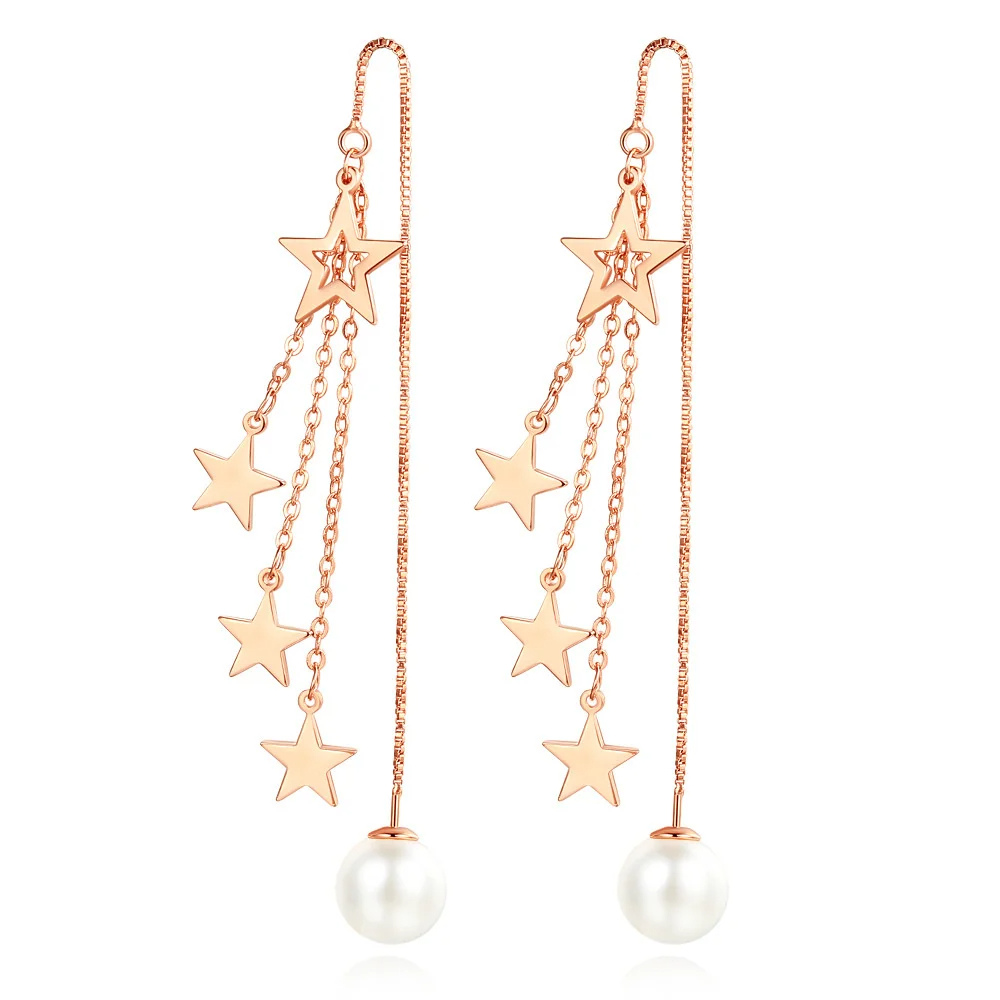 Boucles d'Oreilles Triple Étoile Pendante