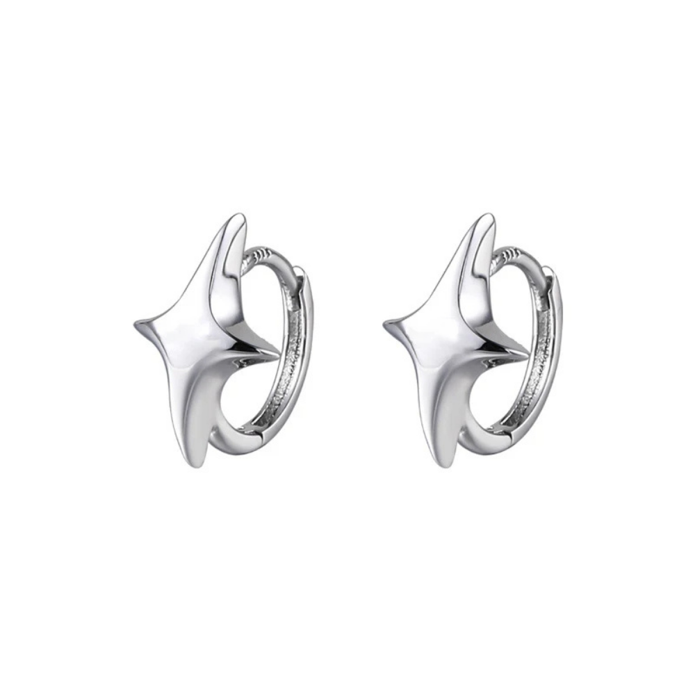 Boucles d'Oreilles Mini Créole Étoile Argent