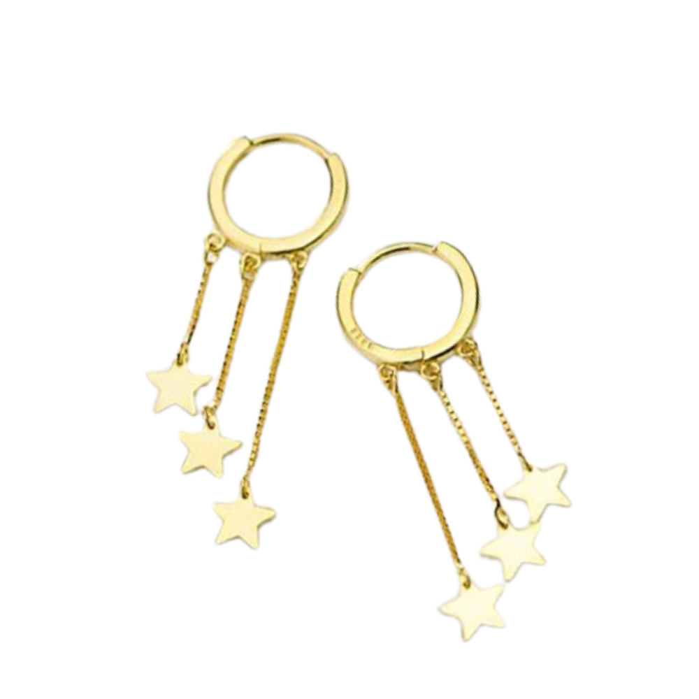 Boucles d'Oreilles Créoles Triple Étoile