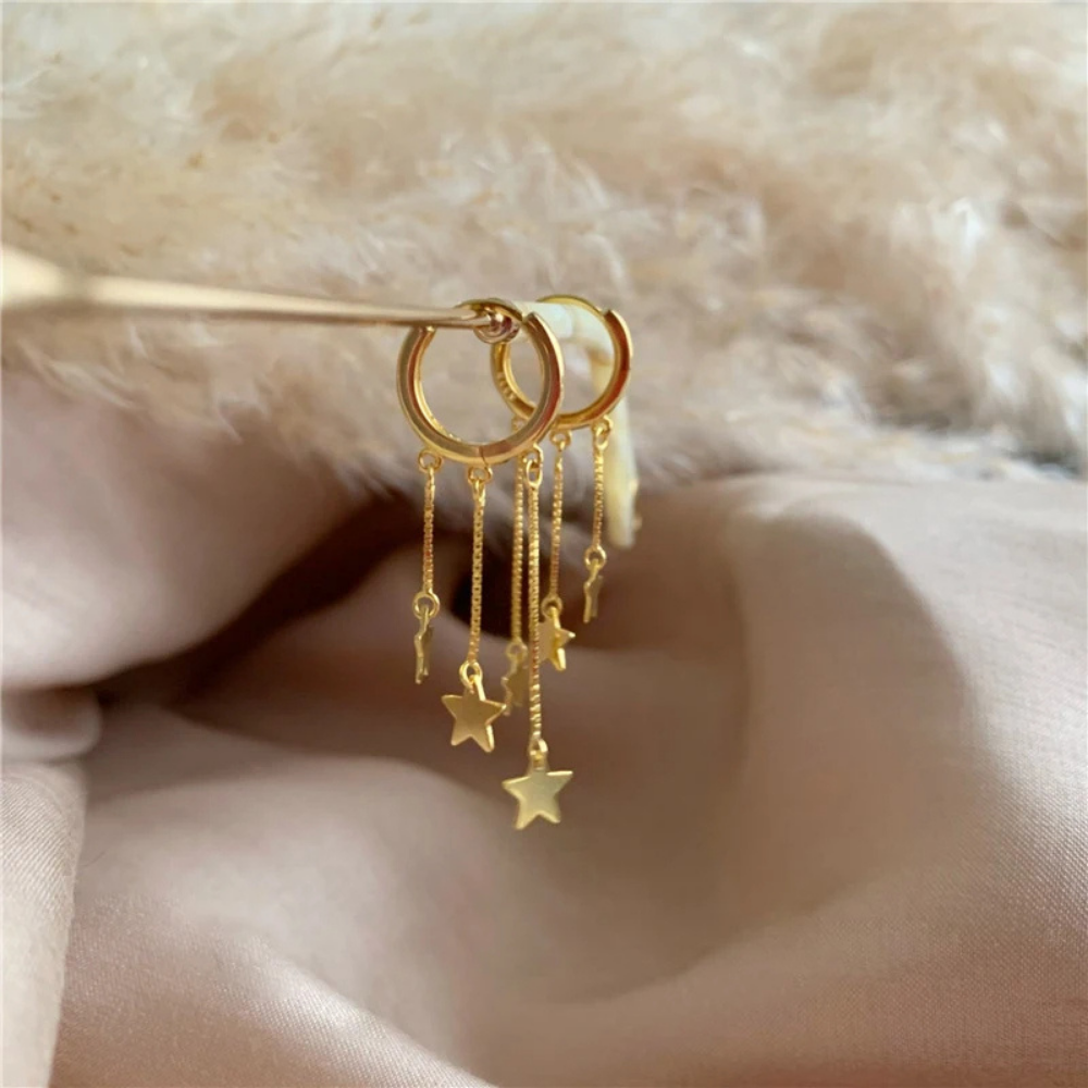 Boucles d'Oreilles Créoles Triple Étoile