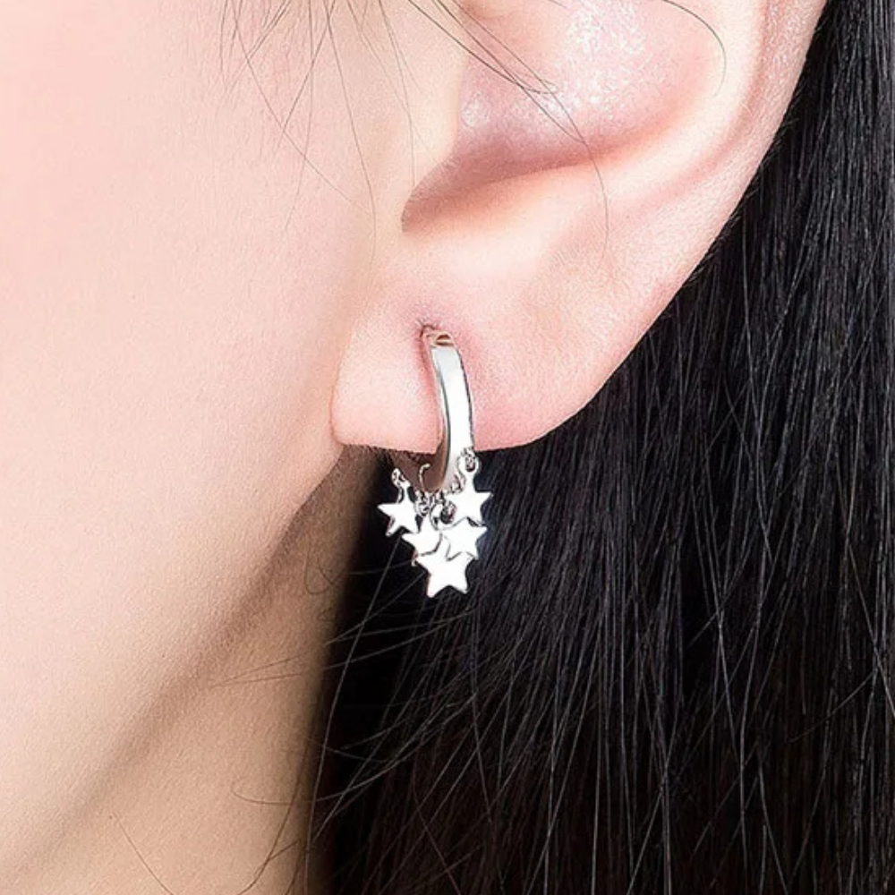 Boucles d'Oreilles Créoles Multiple Étoile