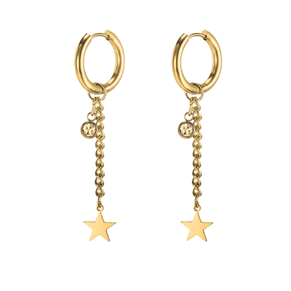 Boucles d'Oreilles Chaine Pendante Étoile
