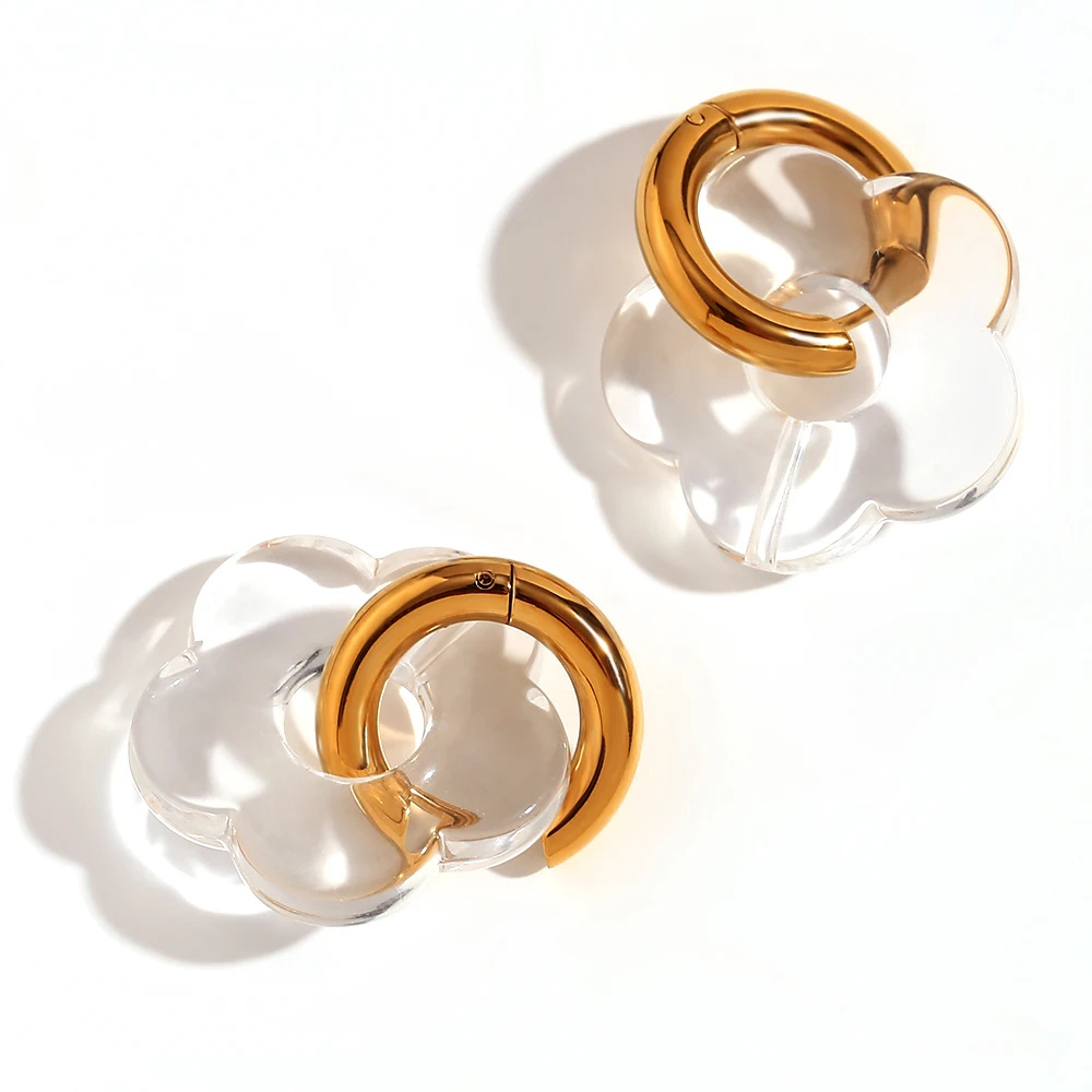 Boucles d'Oreilles Fleur Résine Transparente