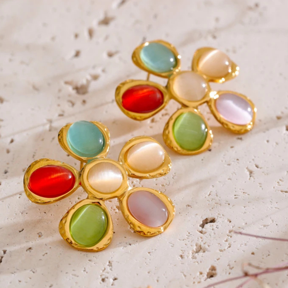 Boucles d'Oreilles Fleur Multicolore
