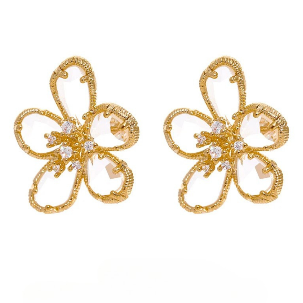 Boucles d'Oreilles Fleur Cristal