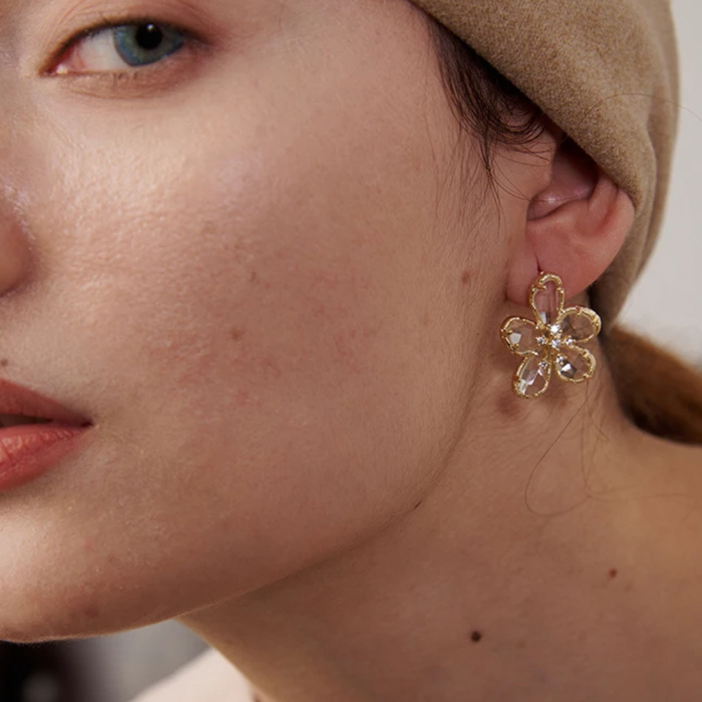 Boucles d'Oreilles Fleur Cristal