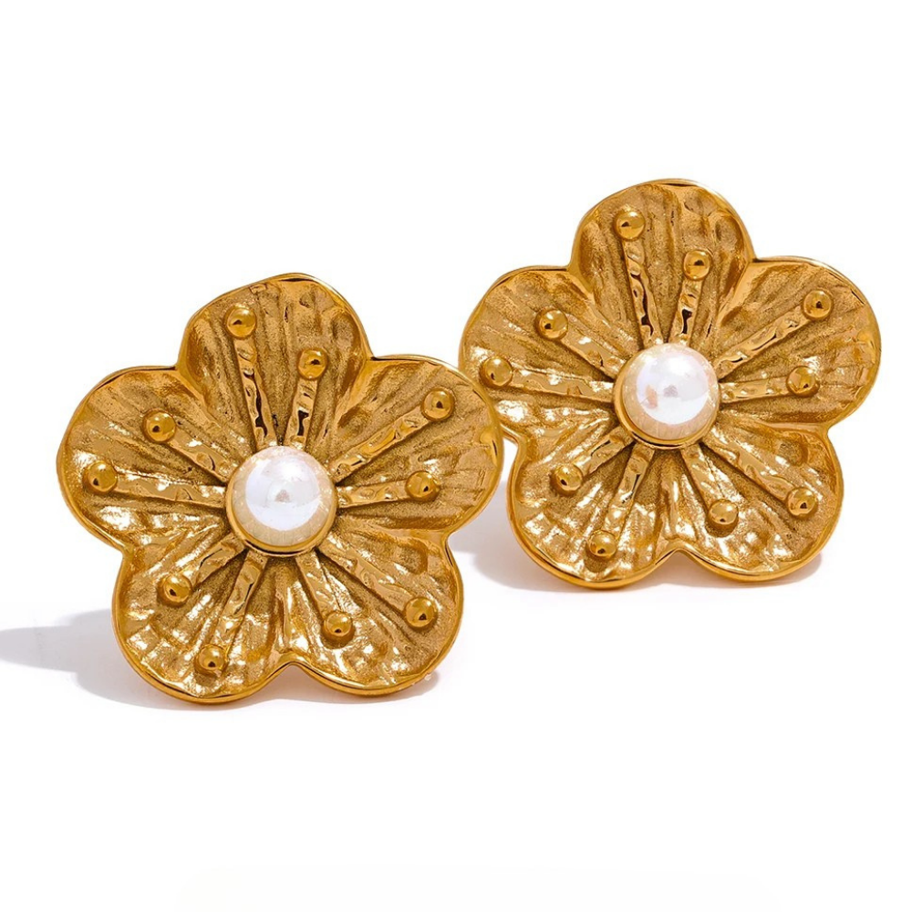 Boucles d'Oreilles Fleur Perle