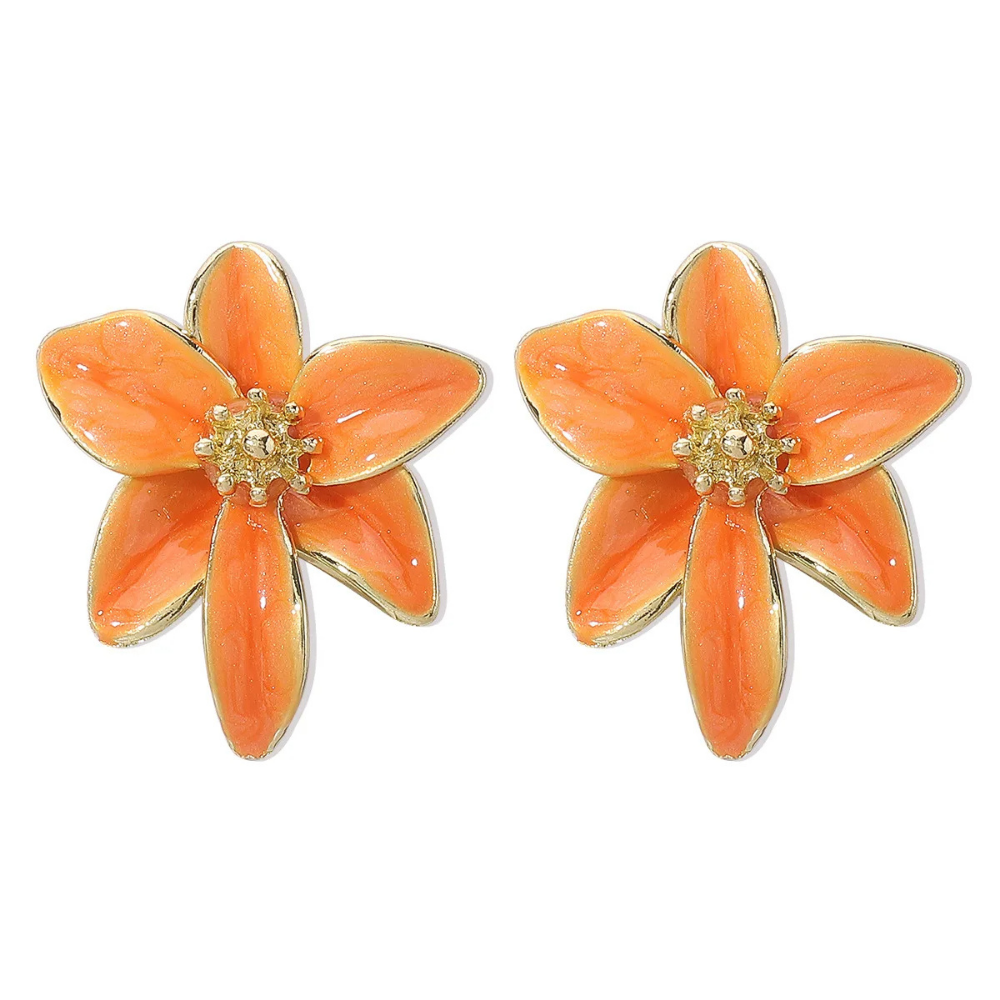 Boucles d'Oreilles Fleur Émail