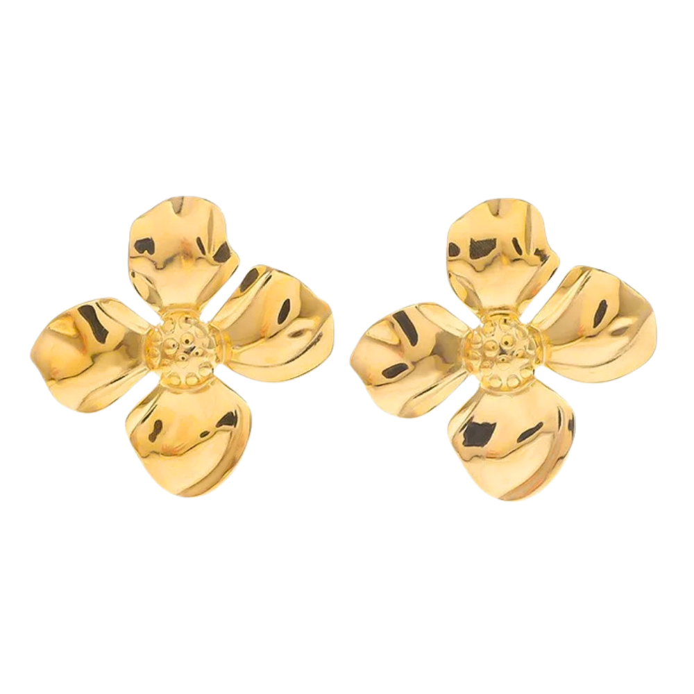 Boucles d'Oreilles Fleur Or