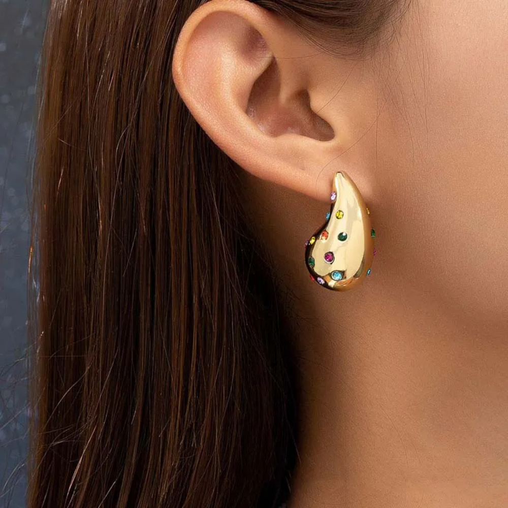 Boucles d'Oreilles Goutte Cristaux