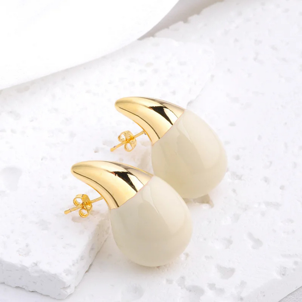 Boucles d'Oreilles Goutte Bicolore