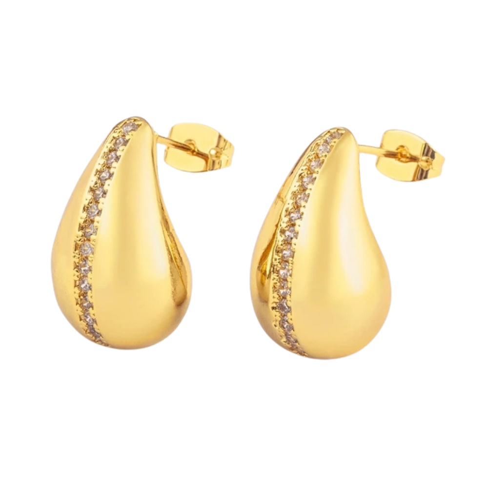 Boucles d'Oreilles Goutte Ligne Strass