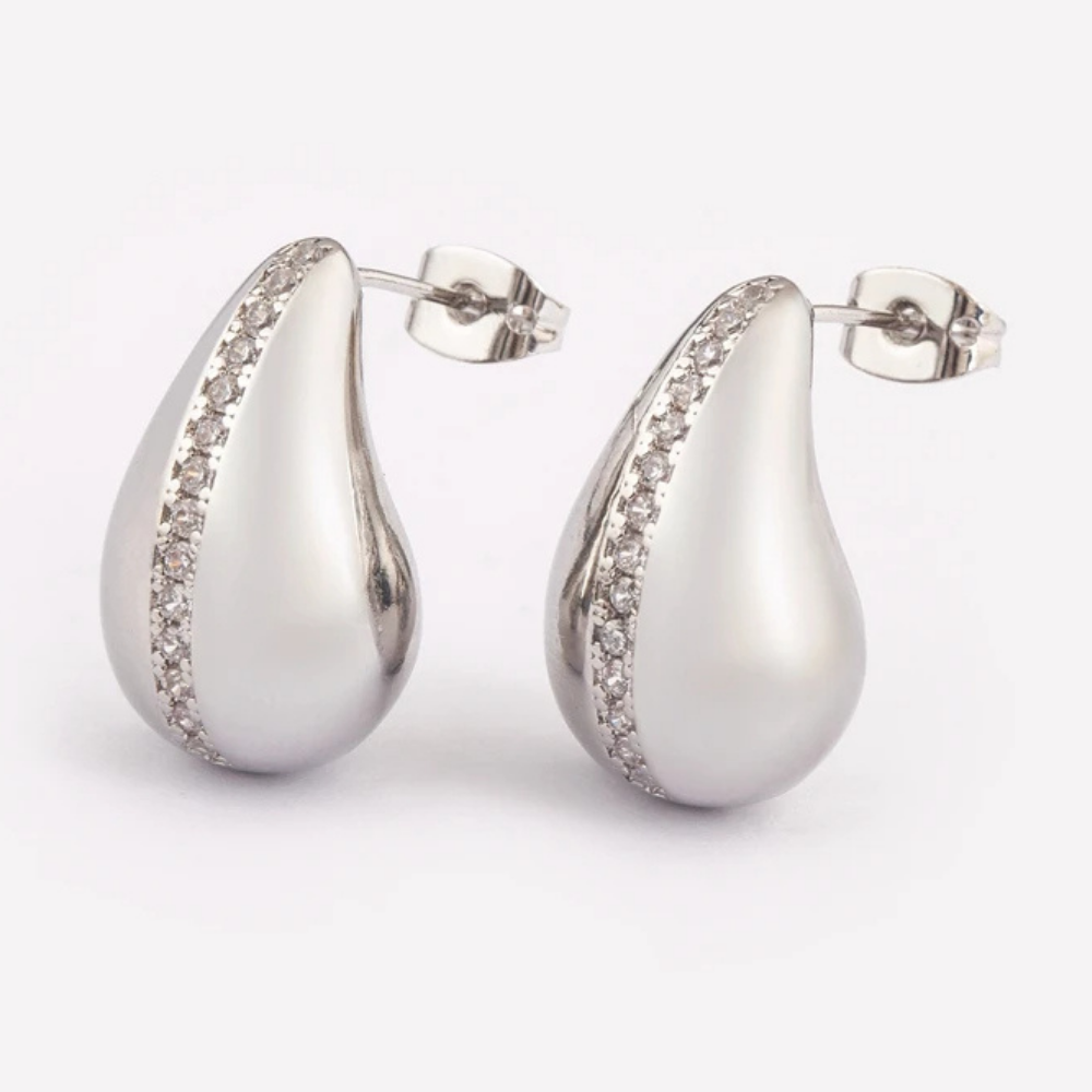 Boucles d'Oreilles Goutte Ligne Strass