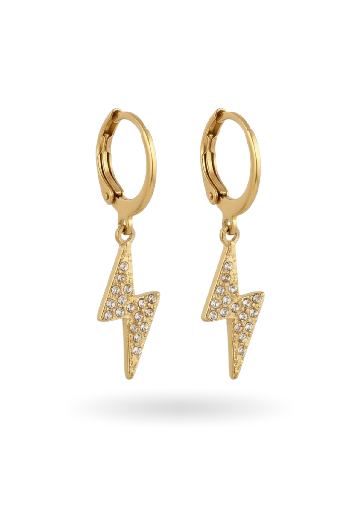 Boucles d'Oreilles Créoles Éclair Strass or