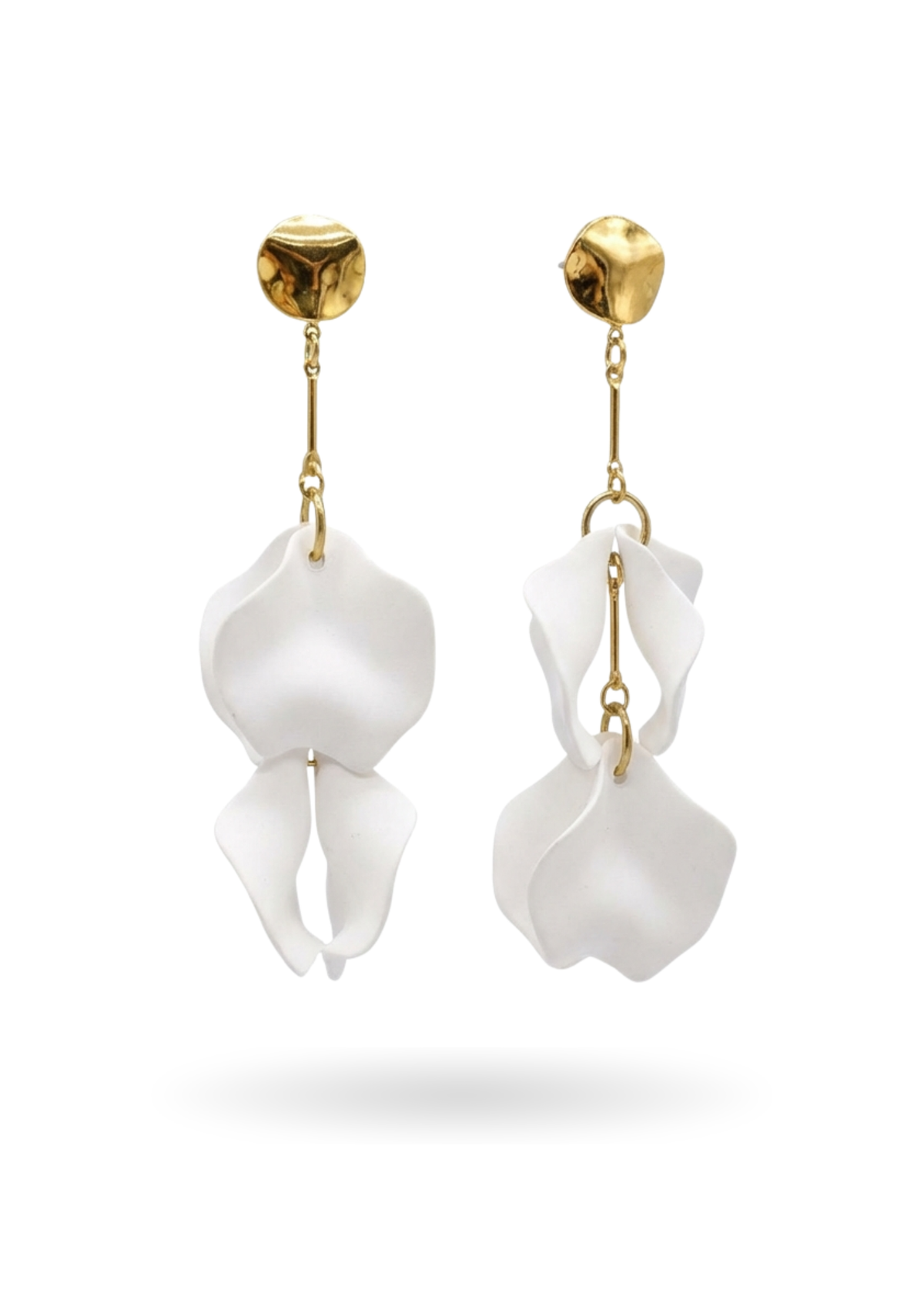 Boucles d'Oreilles Pendantes Pétales de Fleurs blanches