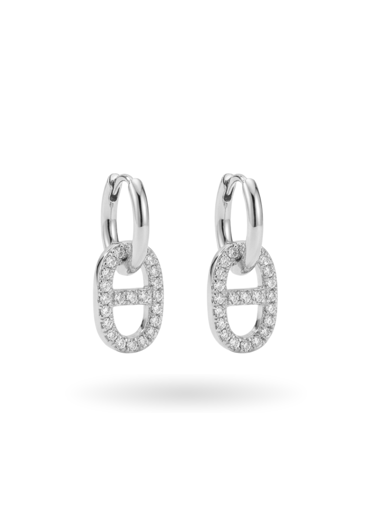 Boucles d'Oreilles Créoles Maille Marine Strass argent