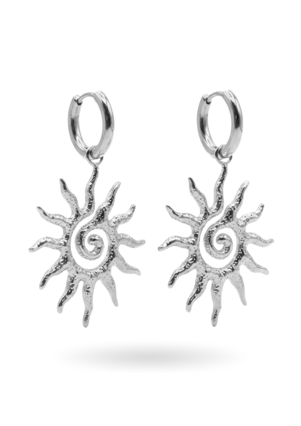 Boucles d'Oreilles Créoles Soleil Spirale argent