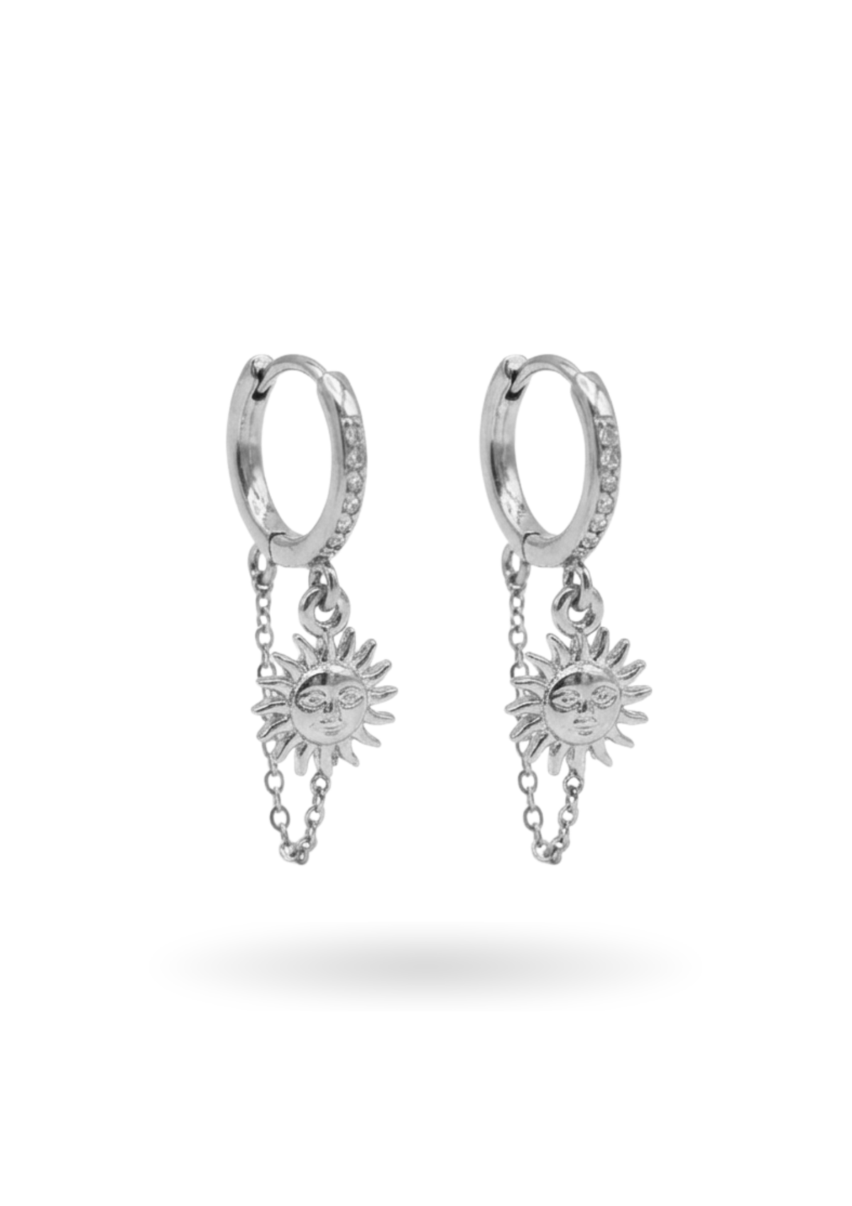 Boucles d'Oreilles Créoles Soleil Chaînettes