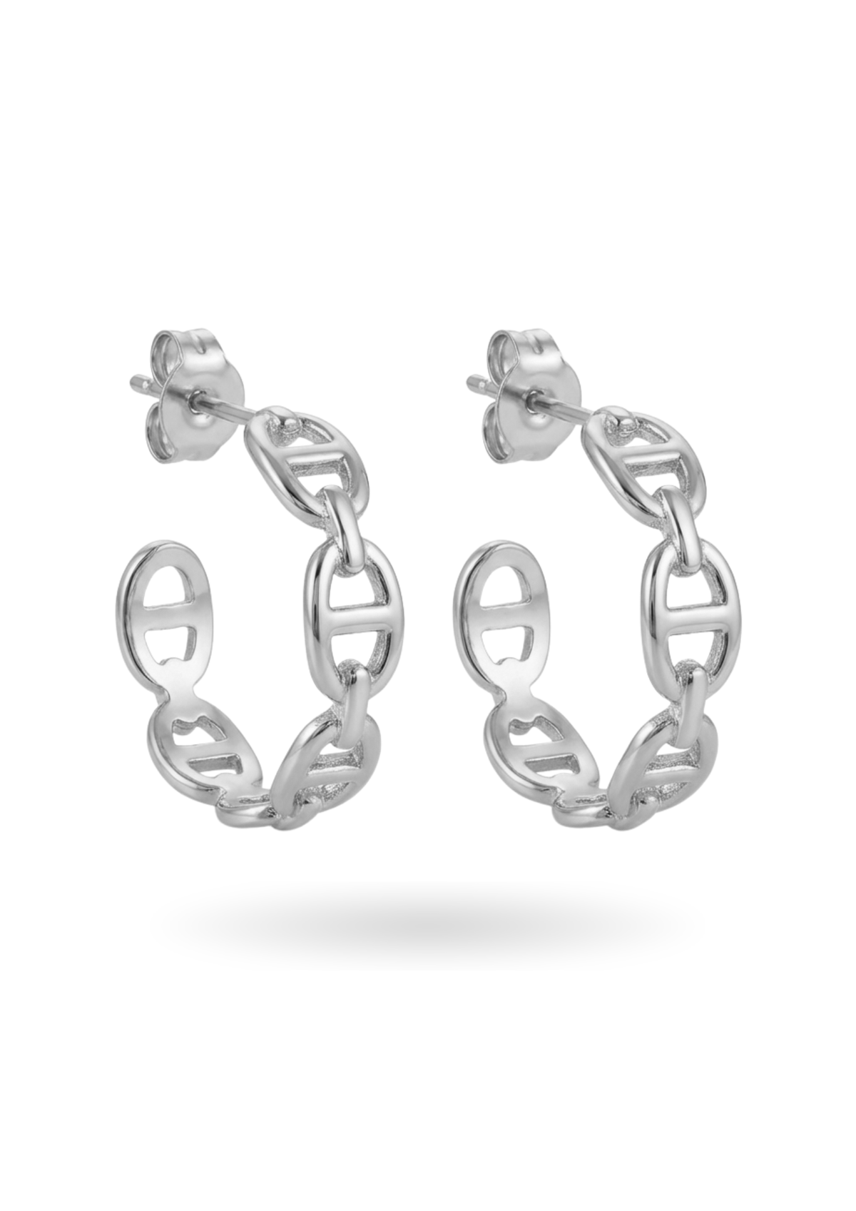 Boucles d'Oreilles Anneau Maille Marine argent