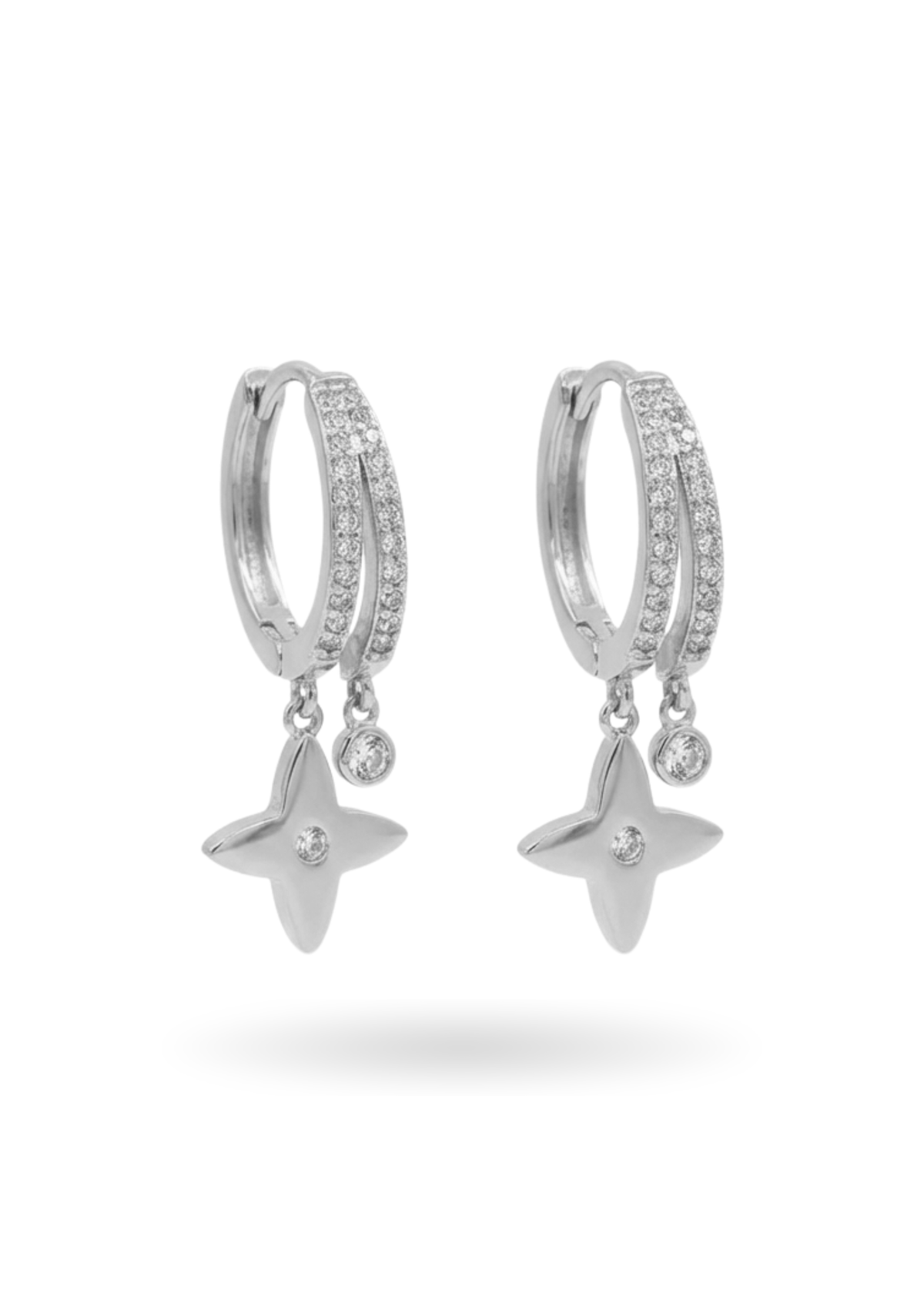 Boucles d'Oreilles Créoles Fleurs Strass