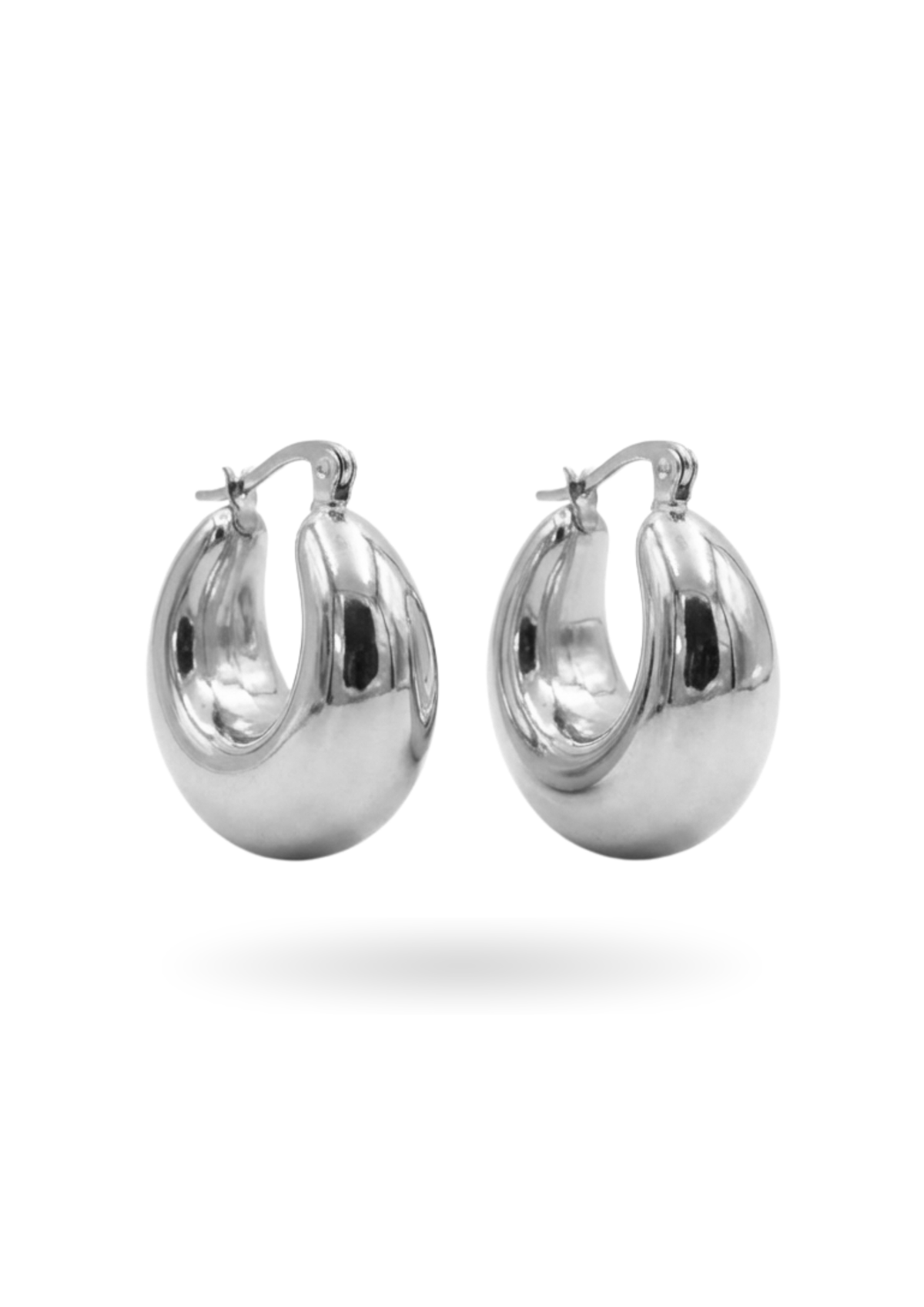 Boucles d'Oreilles Créoles Bombées argent