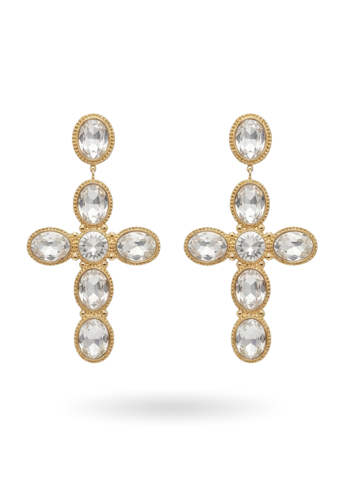 Boucles d'Oreilles Pendantes Croix Strass