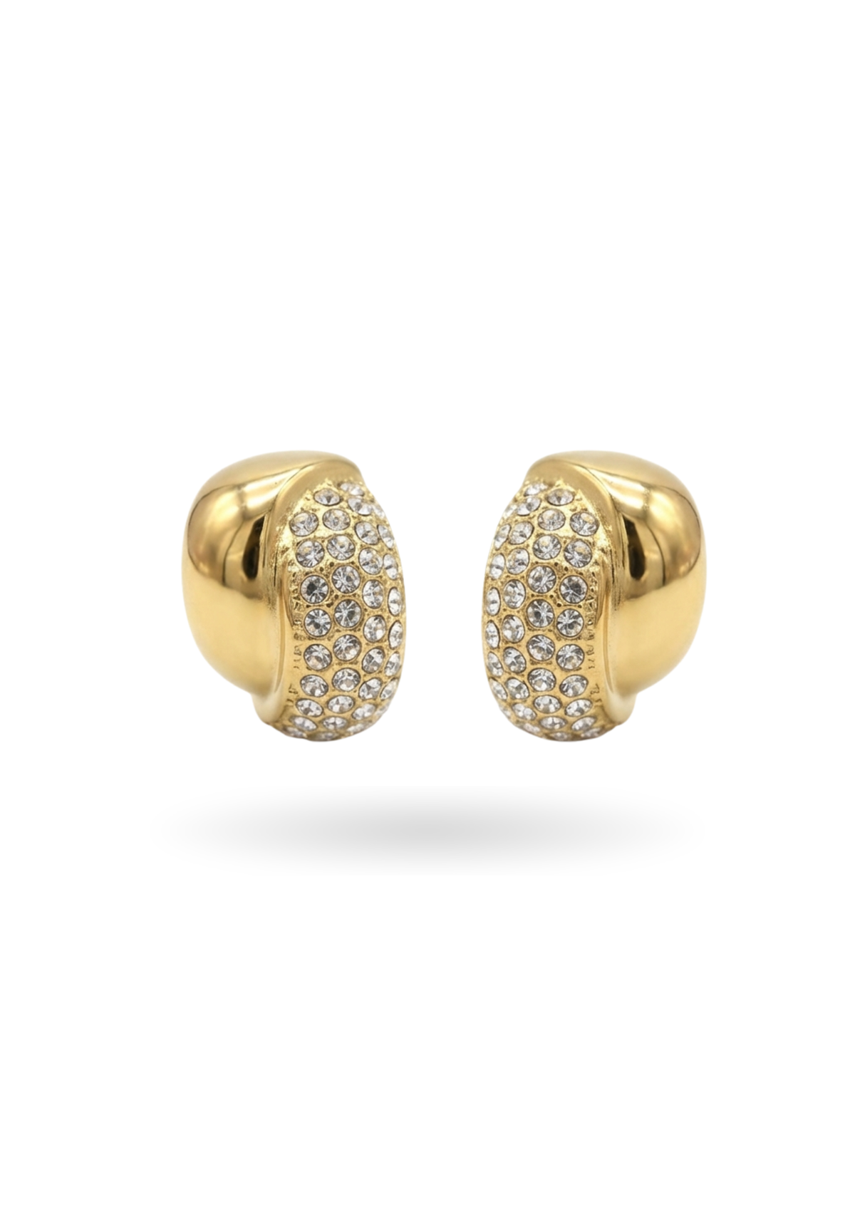 Boucles d'Oreilles Épaisses Strass or