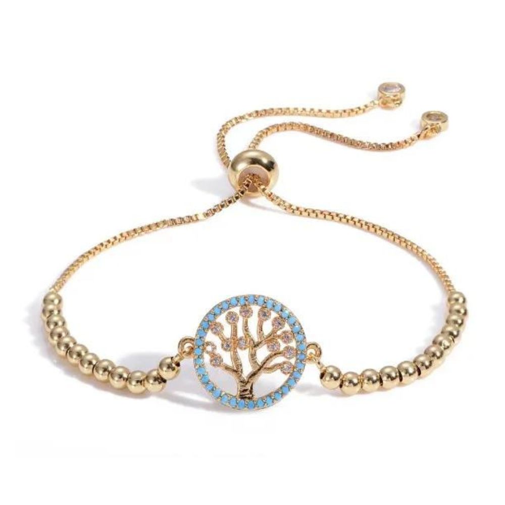 Bracelet Arbre de Vie Or Bleu