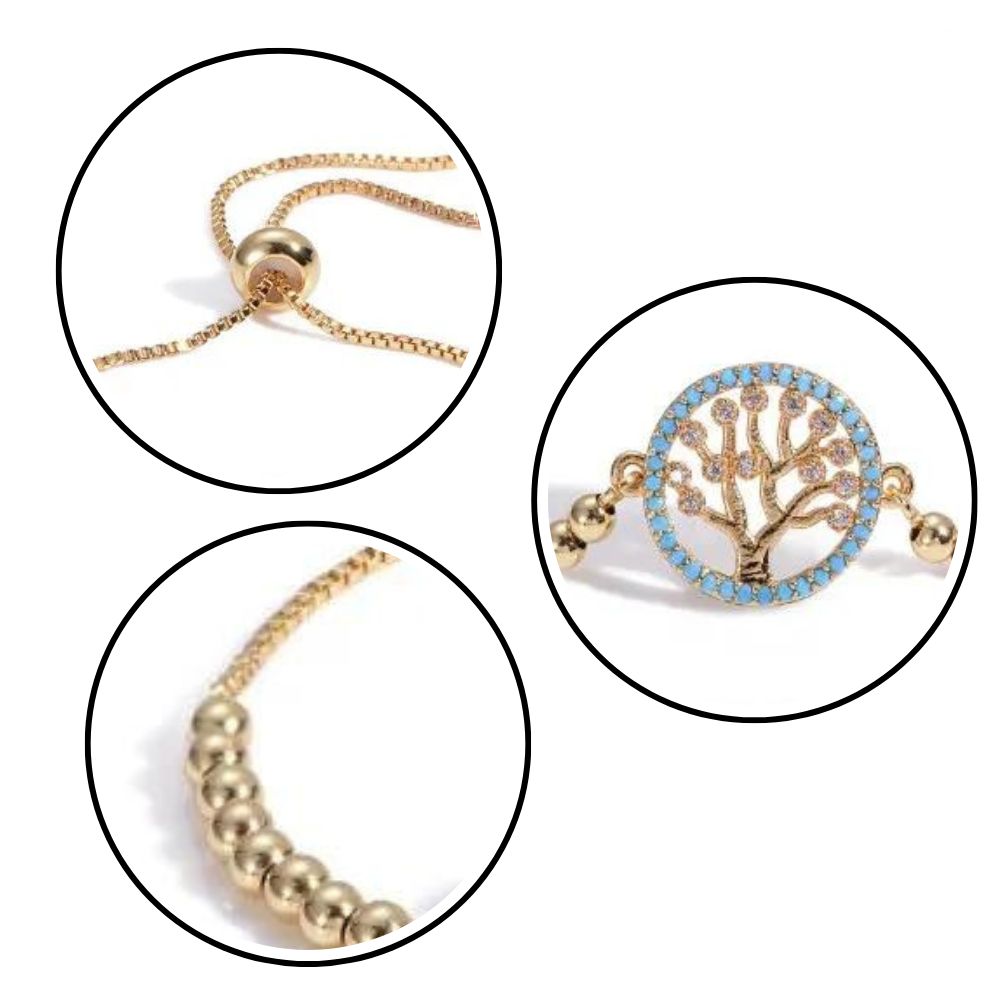 Bracelet Arbre de Vie Or Bleu