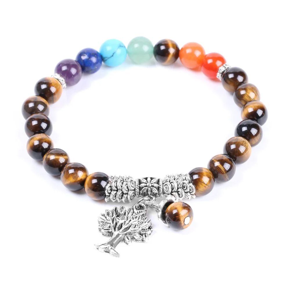 Bracelet 7 Chakras avec Arbre de Vie
