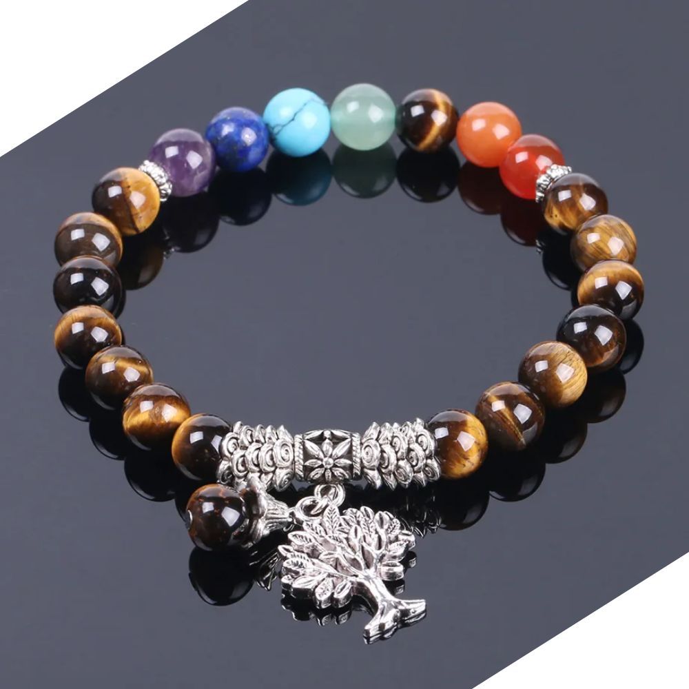 Bracelet 7 Chakras avec Arbre de Vie