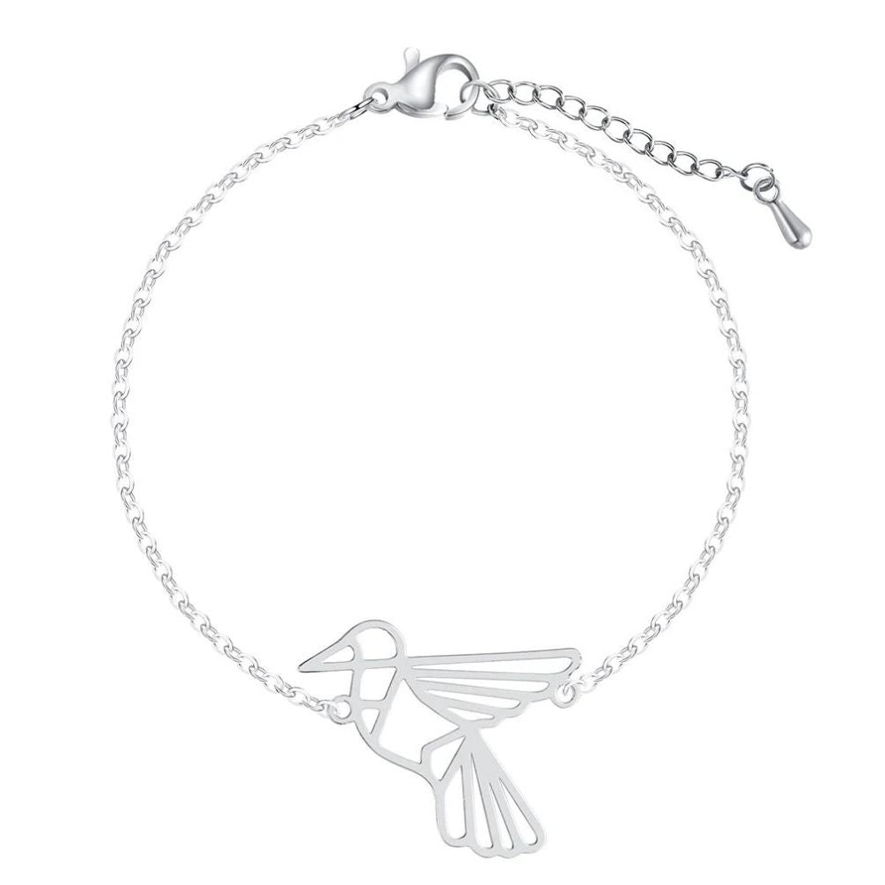 bracelet avec oiseau argenté