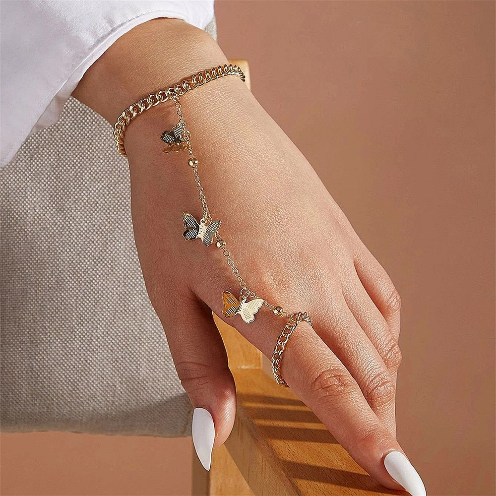 Bracelet Bague Papillon Or