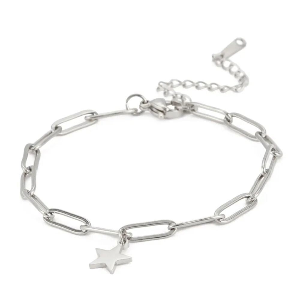 bracelet chaine etoile argent