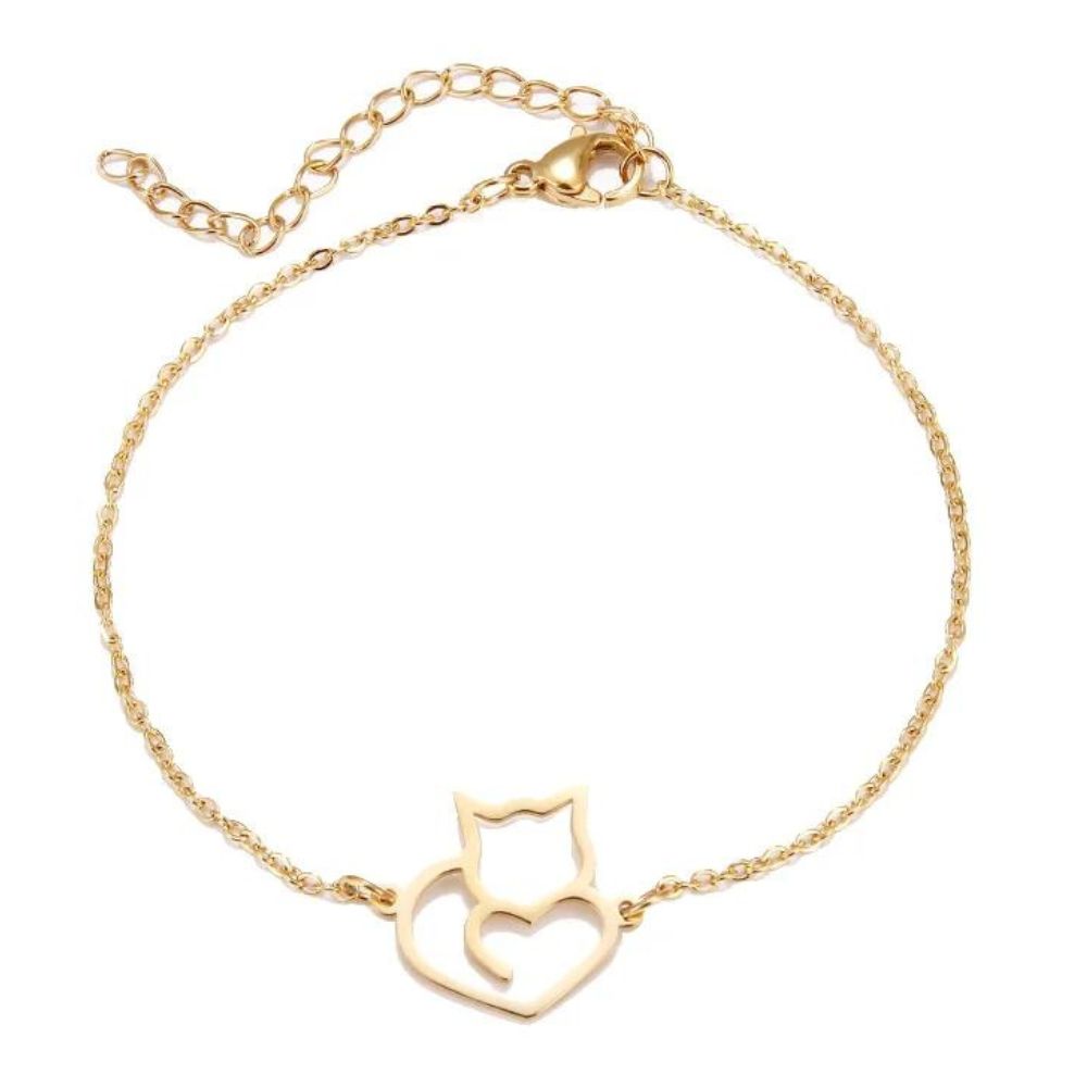 bracelet chat coeur