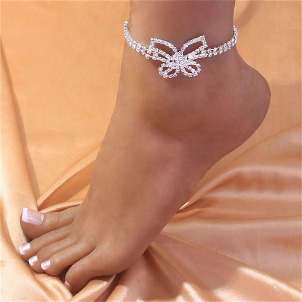 Bracelet Cheville Papillon Strass