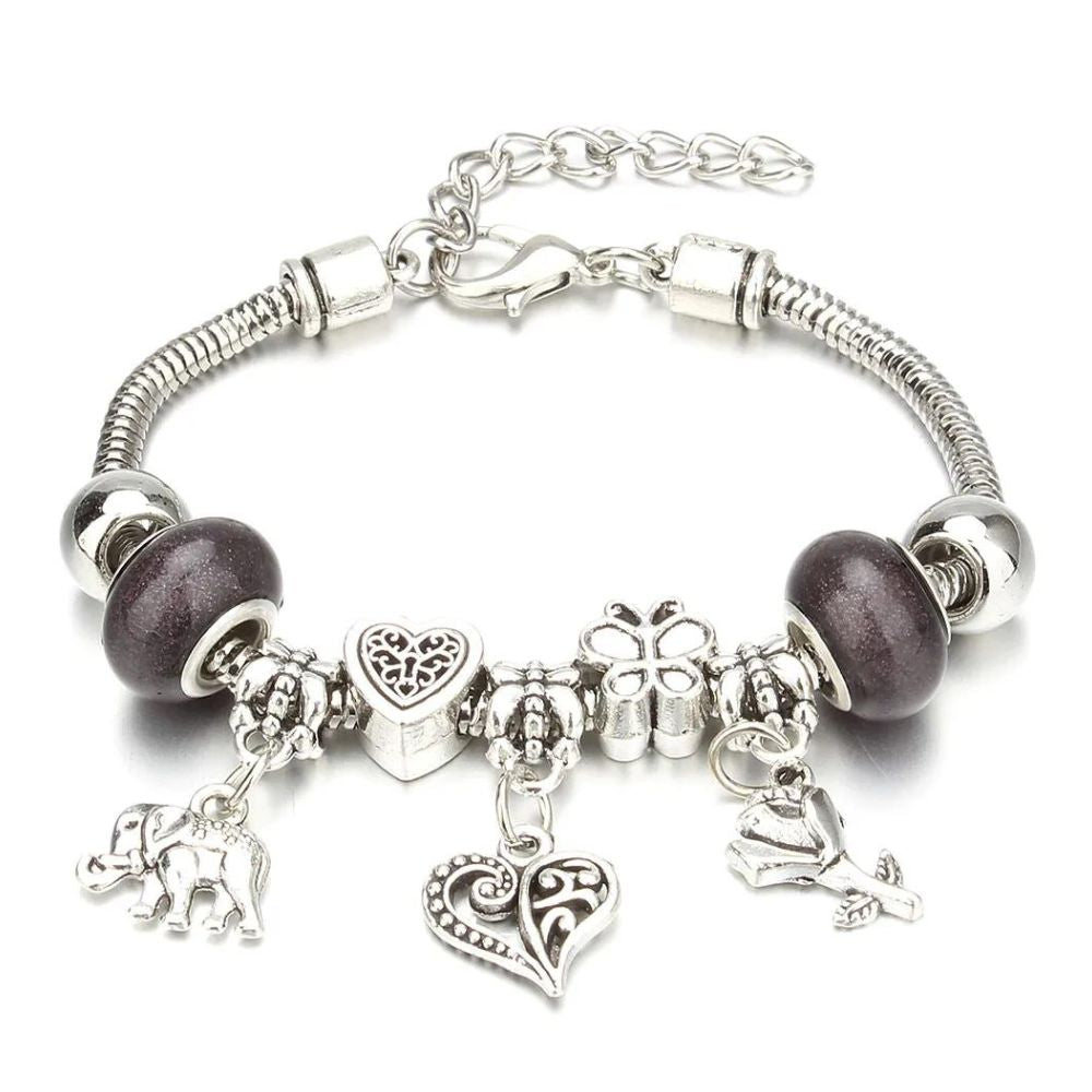 Bracelet Cœur Breloque Marron